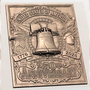United States of America 250 Anniversary Bas Relief STL view 2