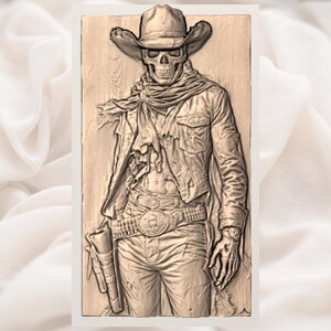 Cowboy Skull Skeleton 3D Relief STL view 2