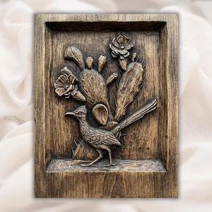 Roadrunner & Cactus 3D Relief STL view 1