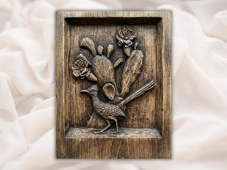 Roadrunner & Cactus 3D Relief STL