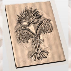 Angry Raven Crow 3D Relief STL view 3