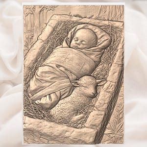 Nativity Baby Jesus 3D Relief STL for CNC Router view 3