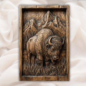 Bison Buffalo 3D Relief STL view 1