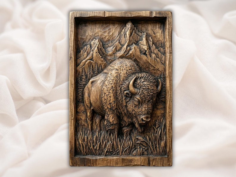 Bison Buffalo 3D Relief STL