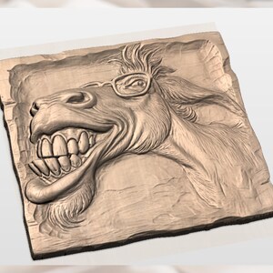Funny Donkey Face 3D Relief STL view 2