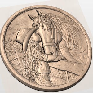 Cowgirl and Horse 3D Relief STL for CNC Router view 2
