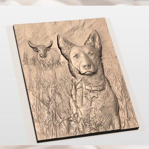 Cattle Dog 3D Relief STL view 2