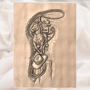Cowboy Rodeo 3D Relief STL view 2