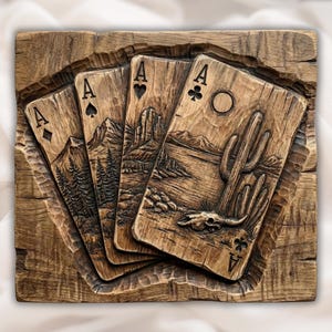 Aces Playing Cards 3D Relief STL File view 1