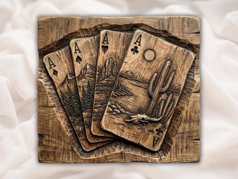 Aces Playing Cards 3D Relief STL File