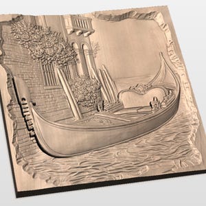 Venice Gondola 3D STL Relief view 3