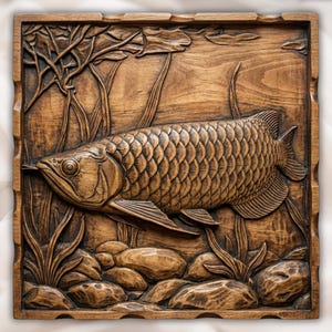 Arowana Fish 3D Relief STL for CNC Router view 1