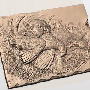 Brittany Spaniel Retrieving Pheasant STL view 2