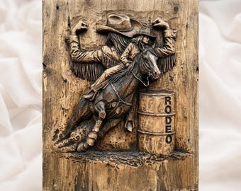Rodeo Cowgirl Horse 3D Relief STL | CNC Router Wood Carving File | Barrel Racing Western Wall Art Panel | Ranch Decor | Laser Engraving