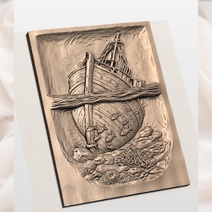 Shipwreck Underwater 3D Relief STL view 2