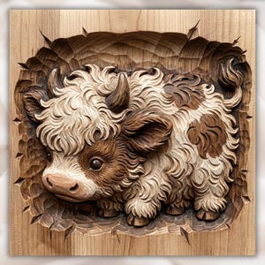 Highland Cow Calf STL view 1
