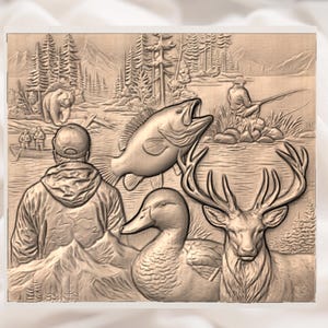 Outdoor Hunting Collage 3D Relief STL view 2