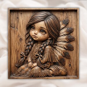 Tribal Girl 3D Relief STL view 1
