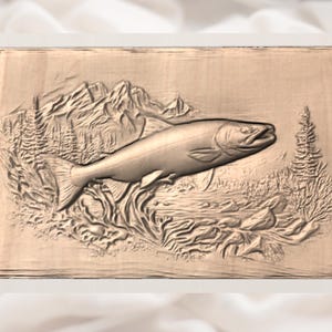 Salmon Fish 3D Relief STL view 2