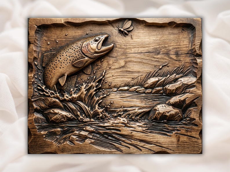 Trout Jumping River 3D Relief STL