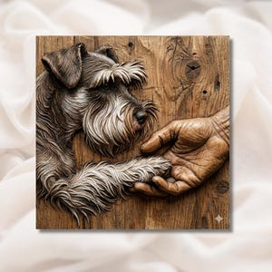 Schnauzer Paw Hand 3D Relief STL view 1