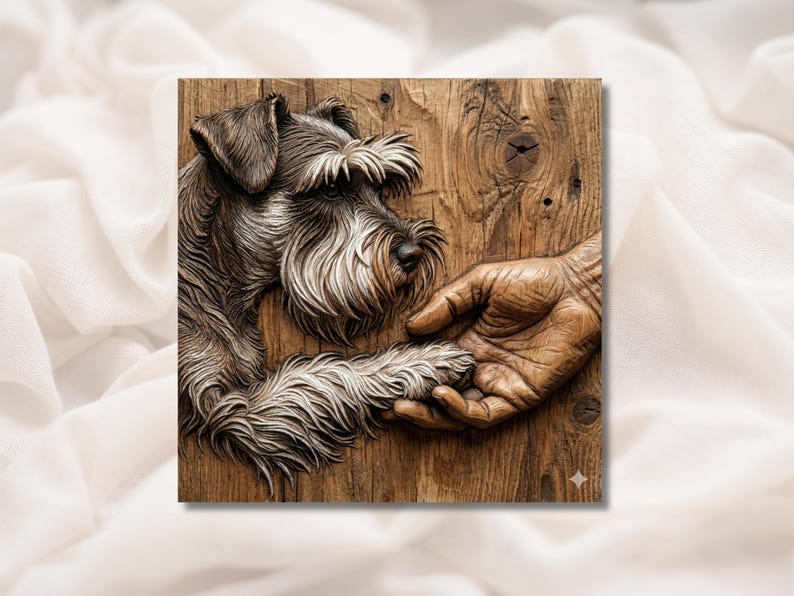 Schnauzer Paw Hand 3D Relief STL