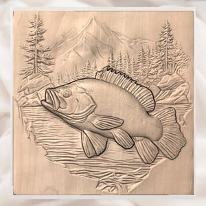 Bass Fish 3D Relief STL view 2