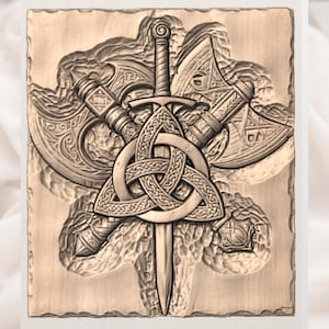 Viking Triquetra Sword STL view 3