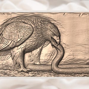 Eagle vs Snake 3D Relief STL view 3
