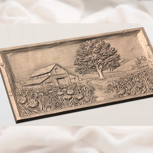Farmhouse Landscape 3D Relief STL view 2