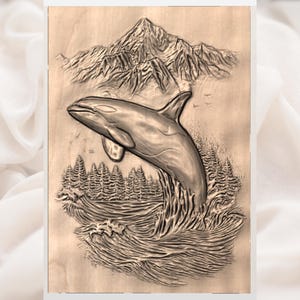 Orca Whale 3D Relief STL view 2