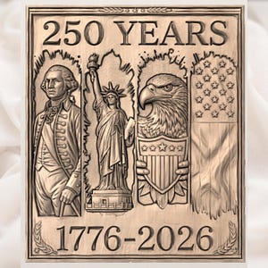 USA 250 Years Relief STL view 3