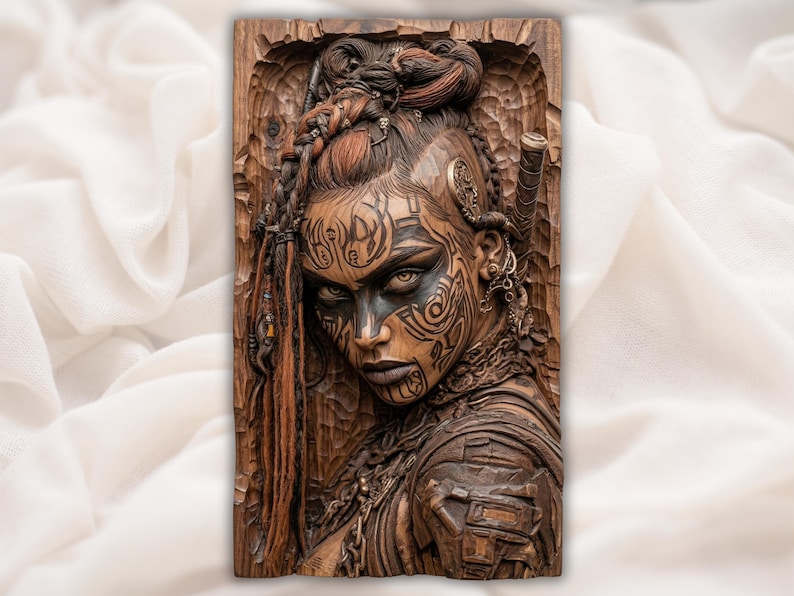 Viking Warrior Woman 3D Relief STL