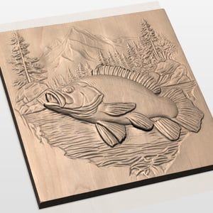 Bass Fish 3D Relief STL view 3