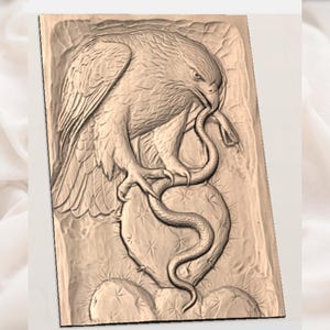 Eagle With Snake 3D Relief STL view 3