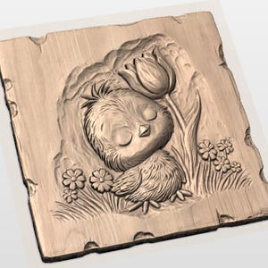 Cute Chick STL 3D Relief view 2