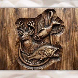 Hunting & Fishing 3D Relief STL view 1