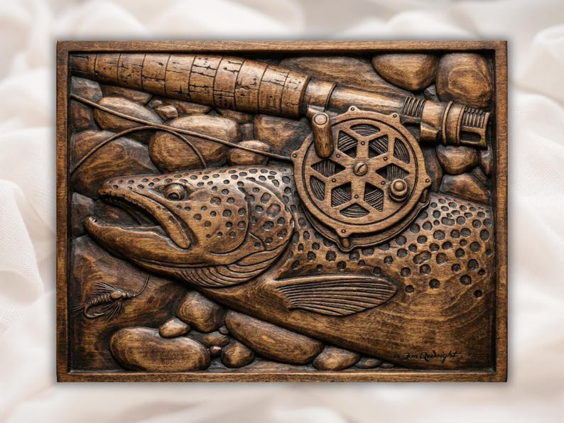 Trout Fishing 3D Relief STL File
