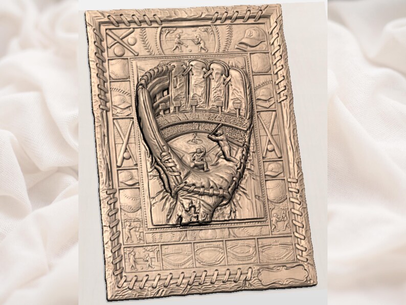 Baseball Scene STL| Stadium Carving Relief | Baseball Room Wall Art Decor | Sports Wall Decor | Player Gift Plaque | Batter Catcher Artwork image 2