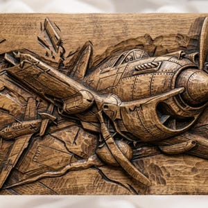 WW2 Fighter Plane 3D Relief STL File view 1
