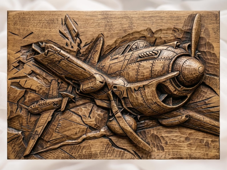 WW2 Fighter Plane 3D Relief STL File