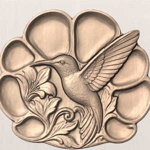 Serviertablett mit Kolibri-Motiv (STL-Datei für CNC-Fräse) | 3D-Reliefmodell aus Holz | Schnitzdesign für Serviertablett aus Holz | Küchendekoration Bild 10