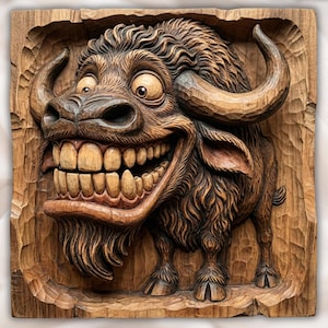 Goofy Bison 3D Relief STL view 1