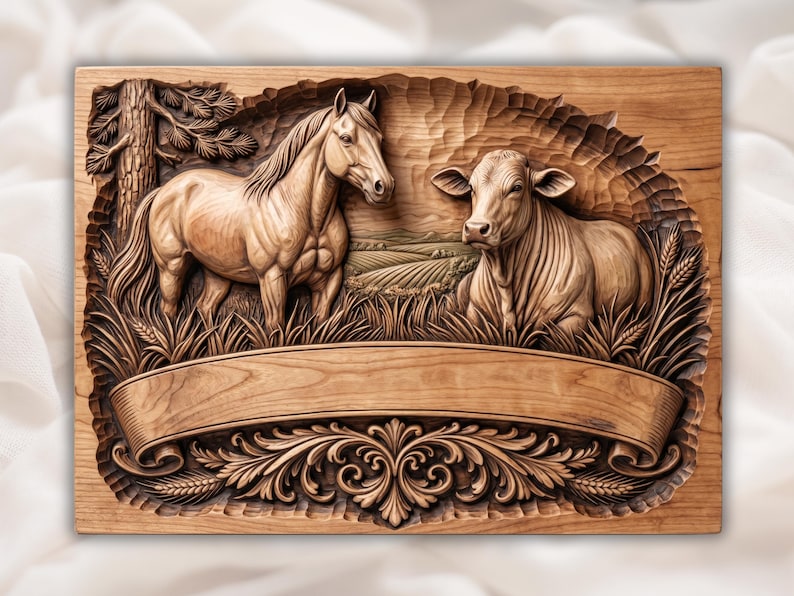 Horse and Cow Farm Relief STL