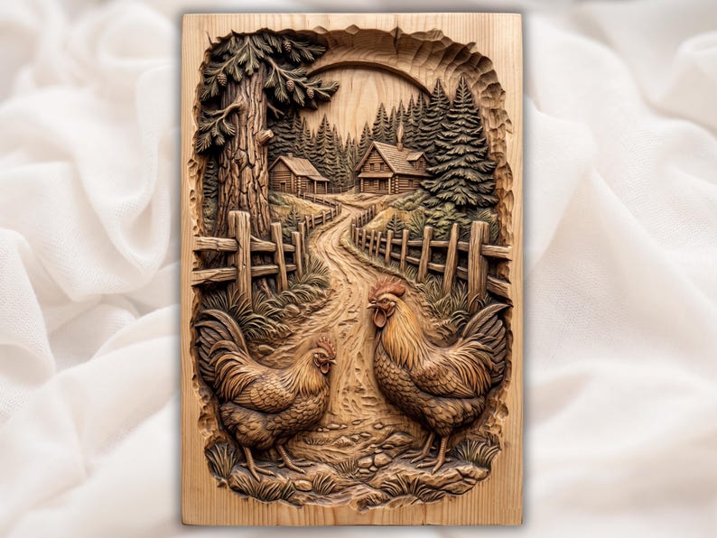 Rooster Chicken Farmhouse Relief STL