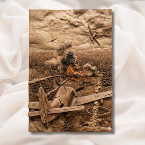 WW2 Aerial Battle 3D Relief STL view 1