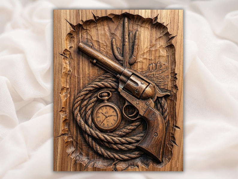 Western Pocket Watch & Lasso Relief STL