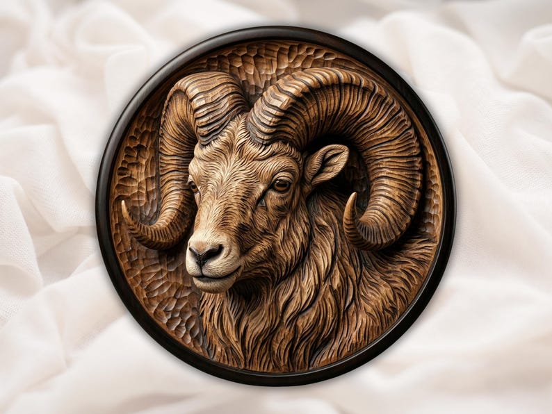 Round Ram Head 3D Relief STL