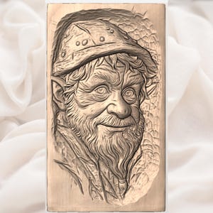 Woodland Gnome Face 3D Relief STL for CNC Router view 2