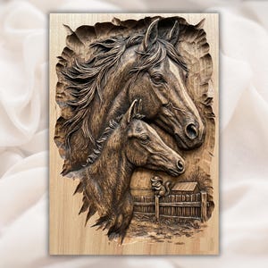 Horse & Foal Relief STL view 1